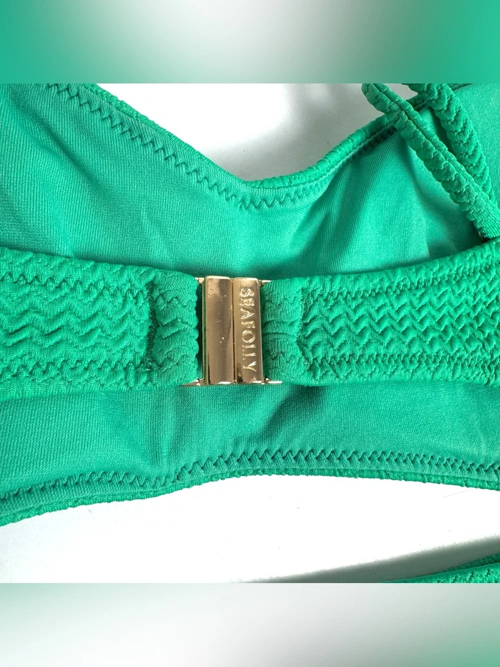 Seafolly Women’s 16 XL Kelly Green 2 Piece Bikini Set Swimsuit Chevron Textured